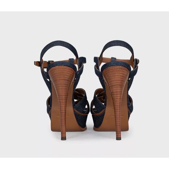 YSL Yves Saint Laurent Denim High Heel Sandals, Size 35 - Picture 4 of 5